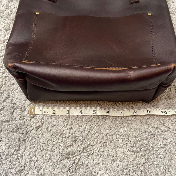 Portland Leather Compant Brown Leather Medium Tote Shoulder Bag - Picture 7 of 8